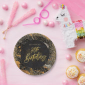 Assiettes En Carton Elégante Parties scintillant Noir et Or 70e annive (Fête)