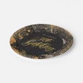 Assiettes En Carton Elégante Parties scintillant Noir et Or 70e annive (Angle)