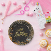 Assiettes En Carton Elégante Parties scintillant Noir et Or 80e annive (Fête)