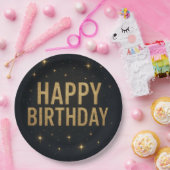 Assiettes En Carton Elégante Parties scintillant Noir et Or Joyeux Ann (Fête)