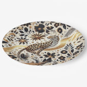 Assiettes En Carton Élégante parties scintillant noir et or Leopard (Angle)