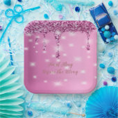 Assiettes En Carton Élégante Parties scintillant rose chaud Bacheloret (Fête)