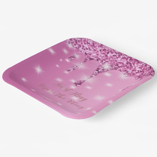 Assiettes En Carton Élégante Parties scintillant rose chaud Bacheloret (Angulaire)