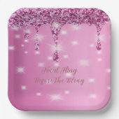 Assiettes En Carton Élégante Parties scintillant rose chaud Bacheloret (Recto)