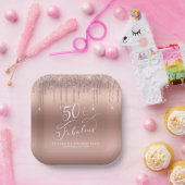Assiettes En Carton Elégante Parties scintillant Rose Gold 50e fête d' (Fête)
