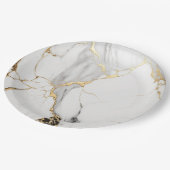 Assiettes En Carton Elégante pierre de marbre abstrait noir et blanc (Angle)