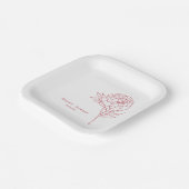 Assiettes En Carton Elégante Pierre rouge Fleur Mariage moderne (Angulaire)