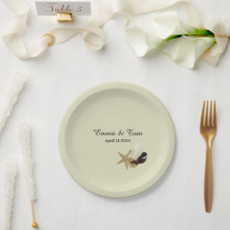 Assiettes En Carton Elégante Plage Mariage Côte Océan Destination