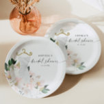 Assiettes En Carton Élégante plaque de papier à Fête des mariées flora<br><div class="desc">Ce magnifique design présente un bouquet de belles fleurs blush enveloppé autour d'une élégante robe de mariée et d'une police de caractères moderne (couleur modifiable). Voir la collection entière pour plus d'articles correspondants ! Regardez notre vidéo sur "Comment modifier dans Zazzle" à YouTube.com/CreativeUnionDesign</div>
