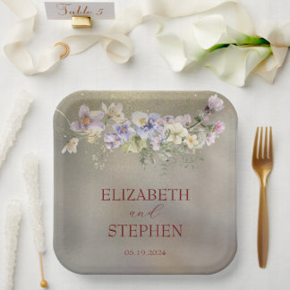 Assiettes En Carton Élégante plaque de papier Mariage Floral Automne