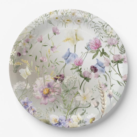 Assiettes En Carton Élégante plaque de papier Mariage Floral Automne (Devant)