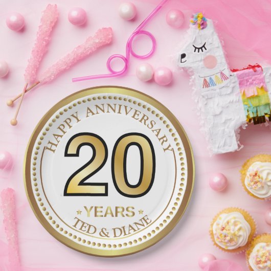 Assiettes En Carton Élégante plaque en or avec texte modifiable (Fête)