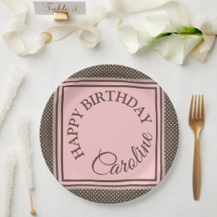 Assiettes En Carton Élégante plaque en papier marron et rose