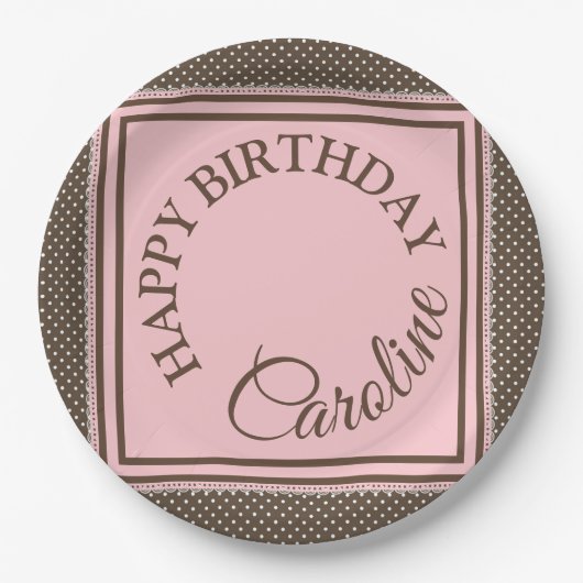 Assiettes En Carton Élégante plaque en papier marron et rose (Devant)