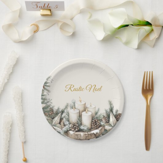 Assiettes En Carton Élégante plaque en papier Noël rustique (Mariage)