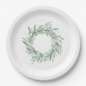 Assiettes En Carton Élégante plaque en papier vert d'hiver en métal (Devant)