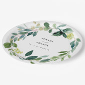 Assiettes En Carton Élégante plaque Mariage verdoyante (Angle)