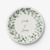 Assiettes En Carton Élégante Plaques en papier Mariage Botanique (Devant)
