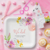 Assiettes En Carton Élégante Plaques Papier Mariage Aquarelle Fleurs (Fête)