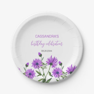 Assiettes En Carton Élégante Purple Xeranthemum Floral fête d'annivers