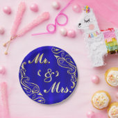 Assiettes En Carton Élégante Régal Golden Typography MR & MRS Mariage (Fête)