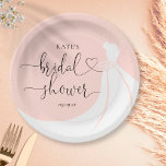 Assiettes En Carton Élégante robe de mariage rose-bleu Fête des mariée<br><div class="desc">Une plaque de papier de douche nuptiale chic avec une robe de mariée élégante,  un texte magnifique et tous vos détails spéciaux de douche nuptiale entièrement personnalisée sur un arrière - plan rose vif. Conçu par Thisisnotme©</div>