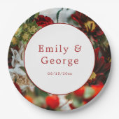 Assiettes En Carton Élégante roses rouges fleurs fleurs fleurs Mariage (Devant)