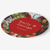 Assiettes En Carton Élégante roses rouges fleurs fleurs Mariage floral (Angle)