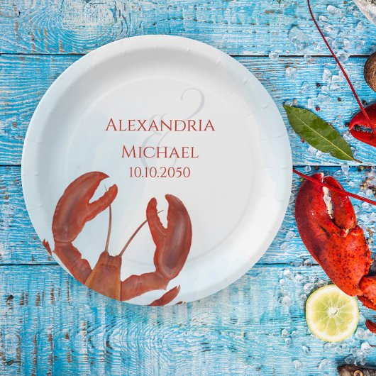 Assiettes En Carton Élégante Rustique Moderne Fête du Homard à l'aquar