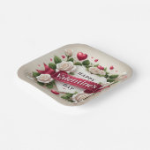 Assiettes En Carton Elégante Saint Valentin Design avec Roses, Coeurs (Angulaire)