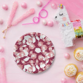 Assiettes En Carton Elégante Silhouette de Tulipe Rouge Motif Floral I (Fête)