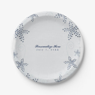 Assiettes En Carton Elégante Starfish & Sequins Blue Beach Party