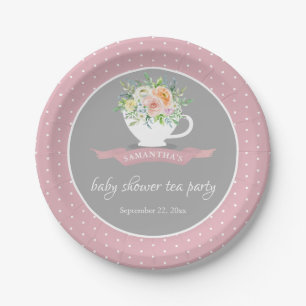 Assiettes En Carton Elégante Teacup Floral Teacup Baby shower Tea Part