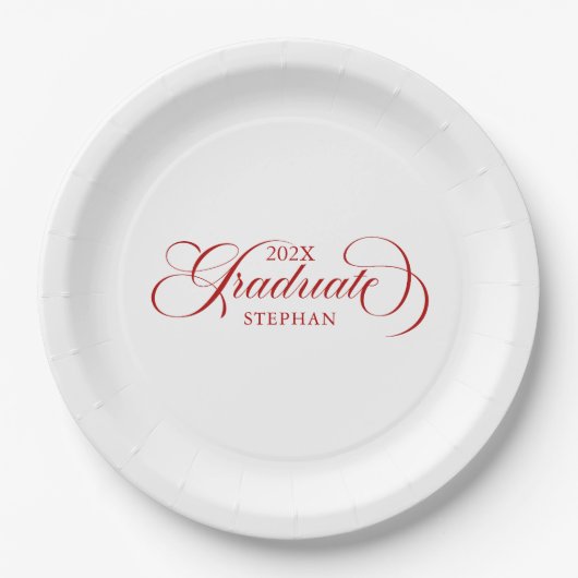 Assiettes En Carton Élégante typographie de script rouge (Devant)