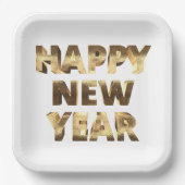 Assiettes En Carton Élégante Typographie Or Faux Bonne Année (Recto)
