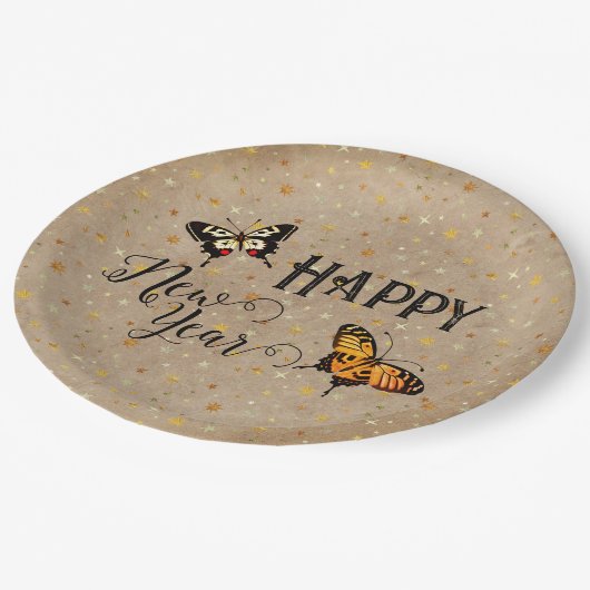 Assiettes En Carton Élégante Typographie Papillon Étoiles Rustique Nou (Angle)