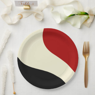 Assiettes En Carton Elégante vague minimale en rouge, noir et crème