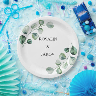 Assiettes En Carton Élégante verdure mariage botanique