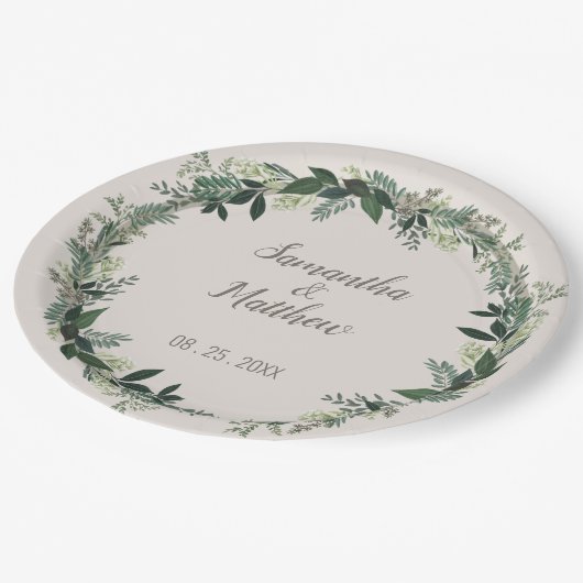 Assiettes En Carton Elégante verdure Mariage personnalisé (Angle)