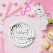 Assiettes En Carton Élégante verdure Or Foil Célébrer Script (Fête)