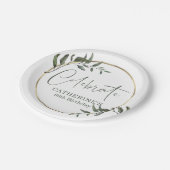 Assiettes En Carton Élégante verdure Or Foil Célébrer Script (Angle)
