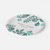 Assiettes En Carton Elégante verdure Turquoise Aquarelle Mariage moder (Angle)