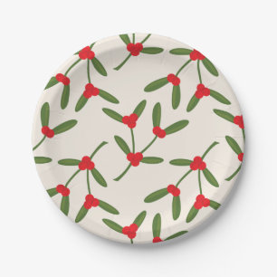 Assiettes En Carton Élégantes baies de Noël d'hiver Fêtes