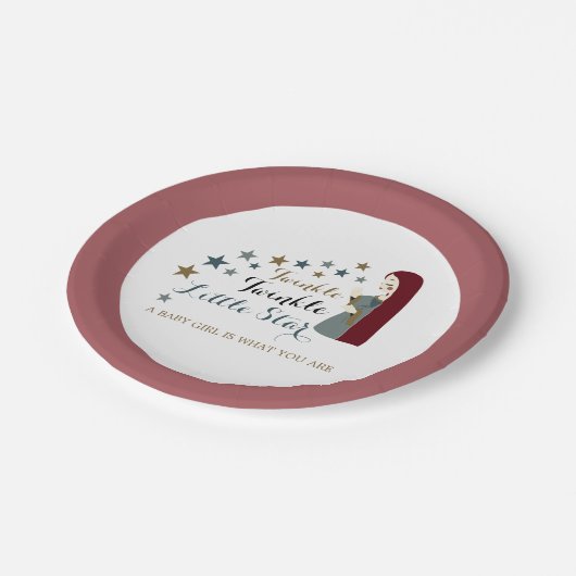 Assiettes En Carton Élégantes Étoiles en chute, Baby shower (Angle)