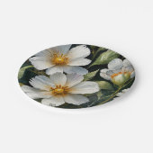Assiettes En Carton Élégantes Fleurs Blanches Adorables Aquarelle Chic (Angle)