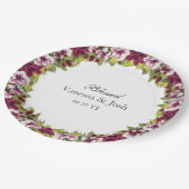 Assiettes En Carton Élégantes fleurs blanches de Magenta et plantes ve (Angle)