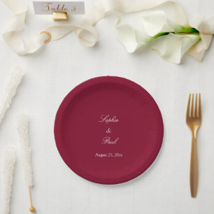 Assiettes En Carton Élégantes plaques de papier Mariage Bourgogne