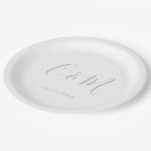 Assiettes En Carton Élégantes Plaques de papier Mariage Monogramme Arg (Angle)