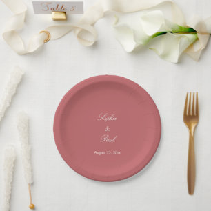 Assiettes En Carton Élégantes Plaques de papier Mariage rose Rose Dust