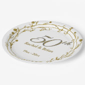 Assiettes En Carton Élégantes plaques en papier d'anniversaire doré (Angle)